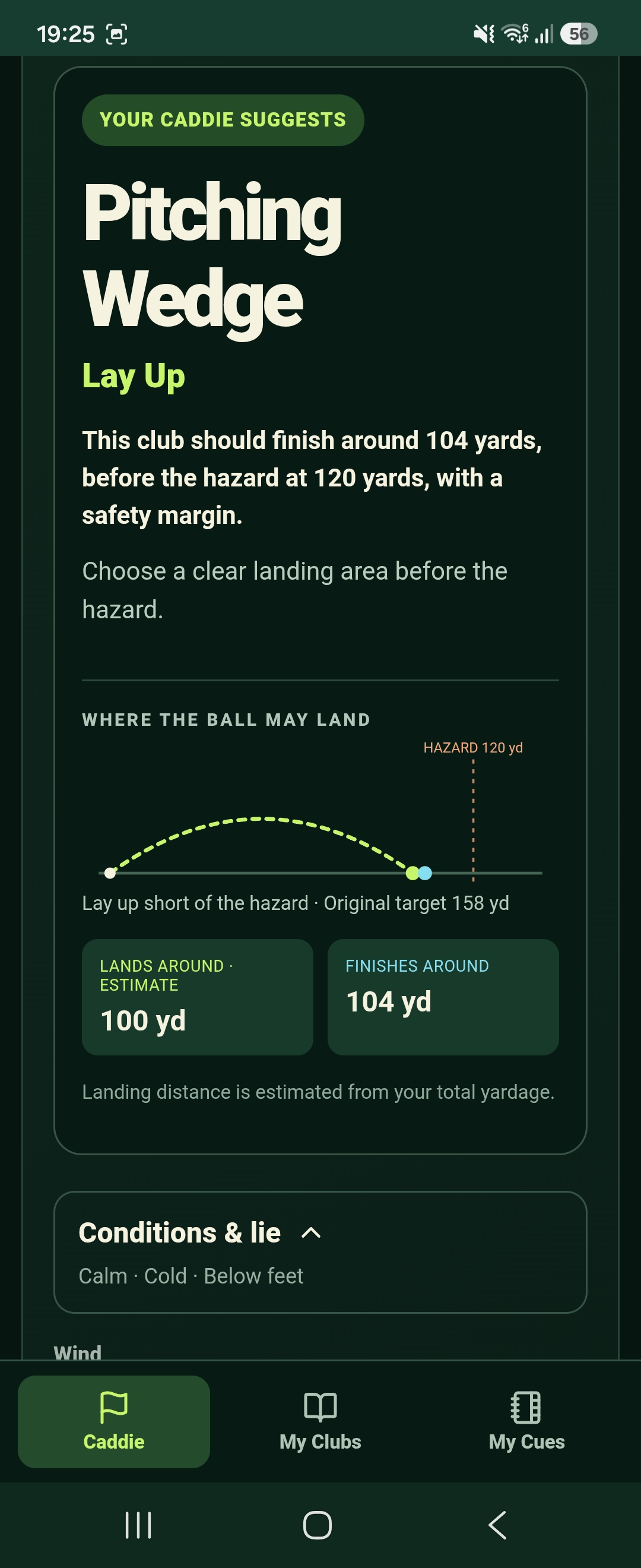 Actual Coursecraft app screenshot: Plan around hazards